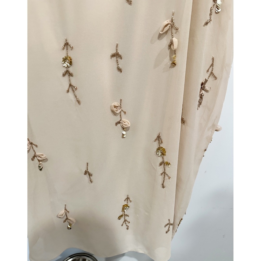 NWT Mac Duggal Floral Embellished Kaftan Gown in Nude Gold Size 12 Fairy Boho - Picture 12 of 16